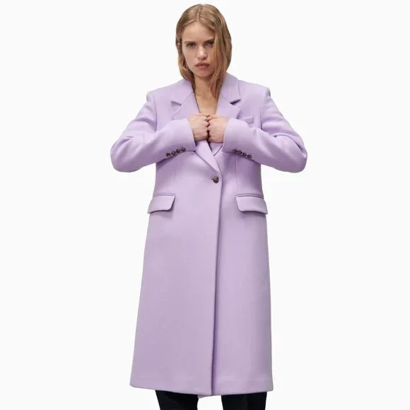 【美品】ZARA MANTECO ラベンダー薄紫 ダブルブレストコート 美品】ZARA MANTECO ラベンダー薄紫 ダブルブレストコート